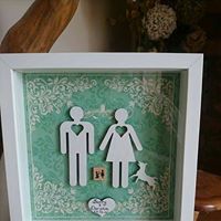 Engagement keepsake with couples terrier dog